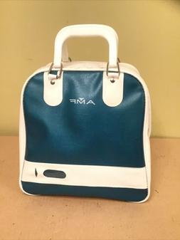 VTG AMF Bowling Ball Bag Case Single Ball Turquoise White Me